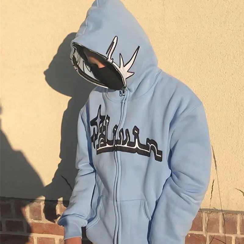 Full Zip Star Print Hoodie