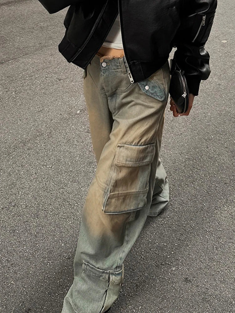 Patchwork Pockets Jeans