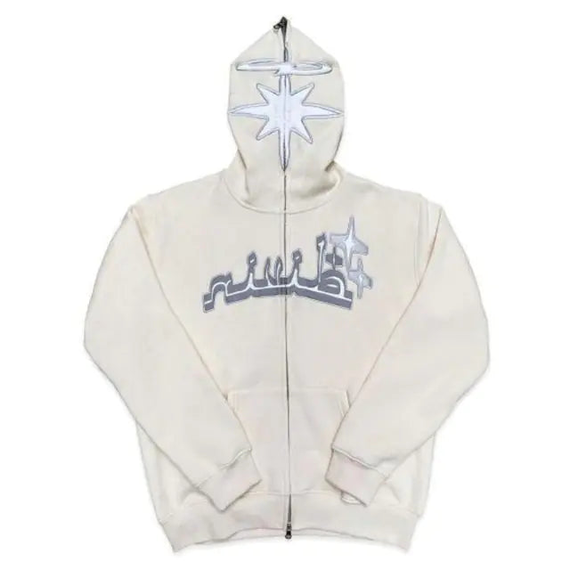 Full Zip Star Print Hoodie