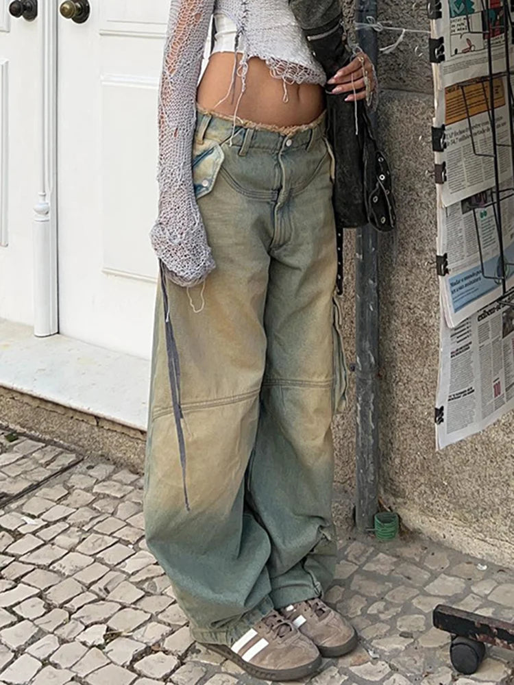 Patchwork Pockets Jeans