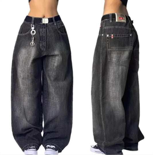 Distressed High-Waist Wide Jeans