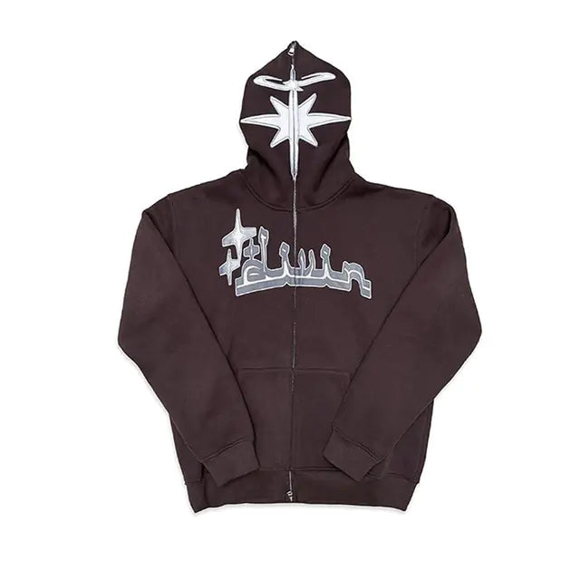 Full Zip Star Print Hoodie
