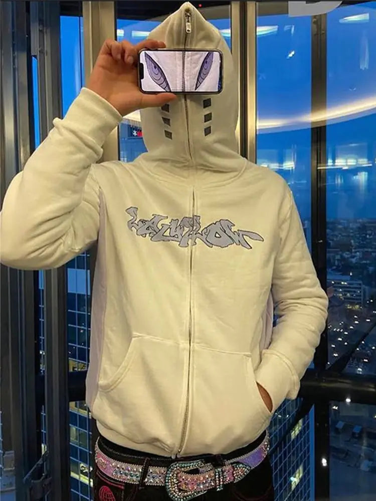 Full Zip Star Print Hoodie