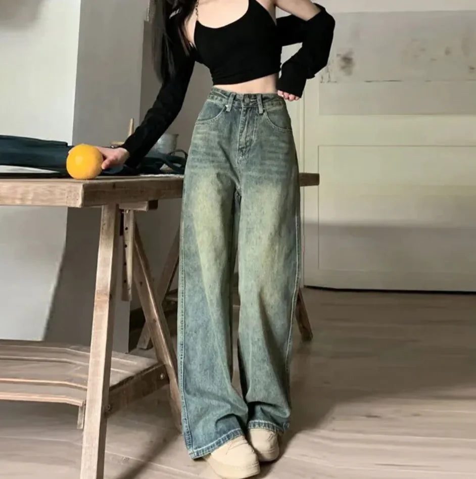 Retro Loose Fit Straight-Leg Denim