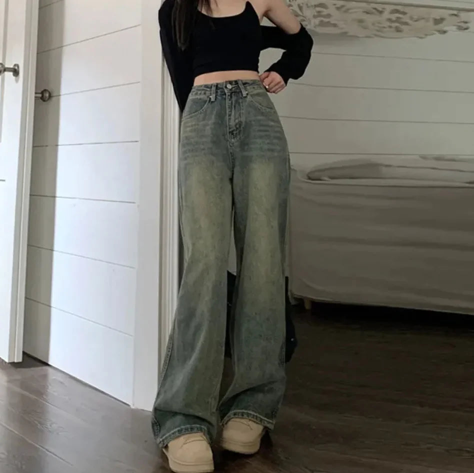 Retro Loose Fit Straight-Leg Denim