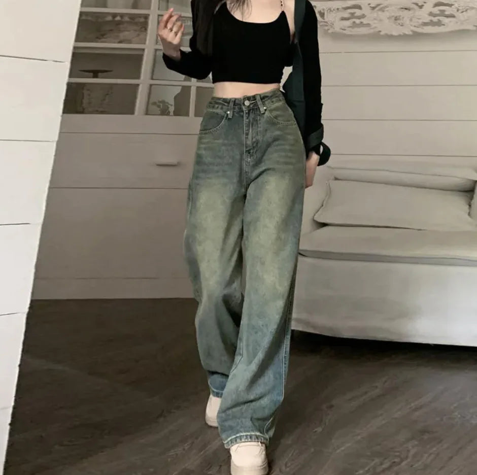Retro Loose Fit Straight-Leg Denim