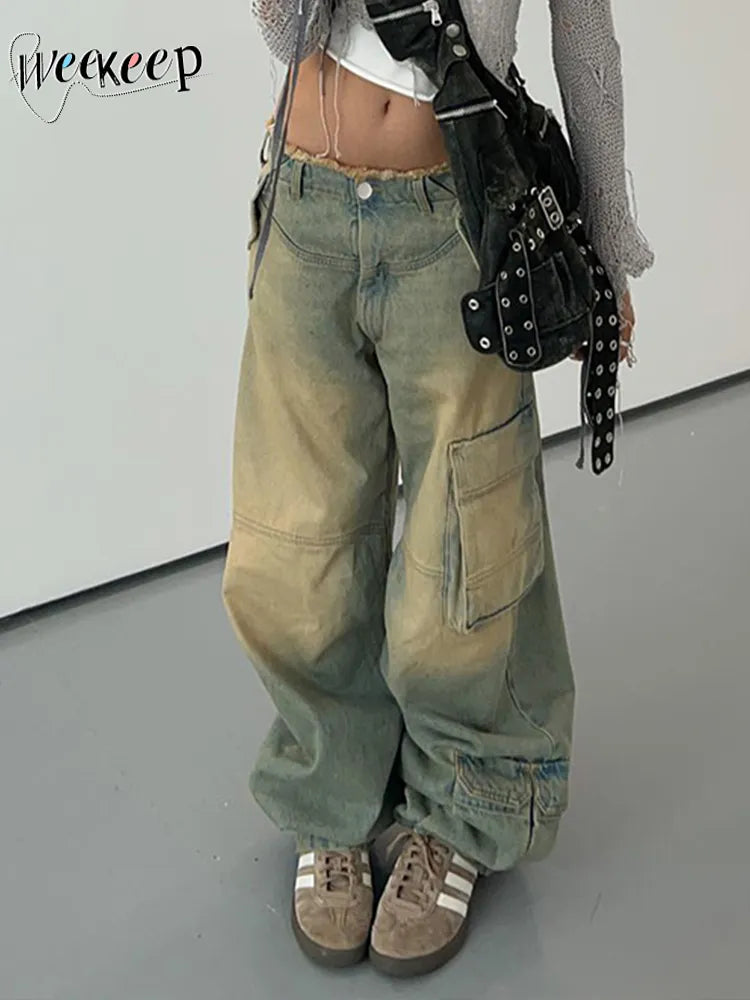 Patchwork Pockets Jeans