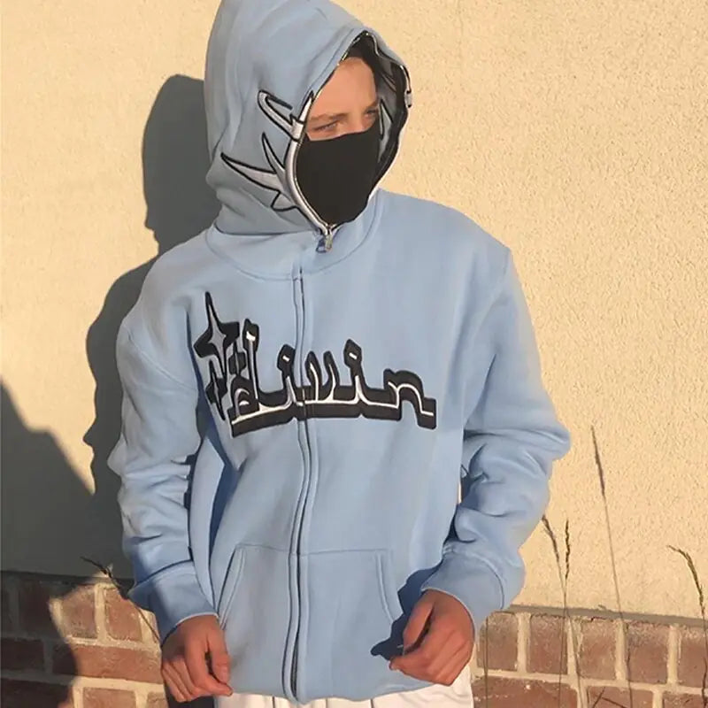 Full Zip Star Print Hoodie
