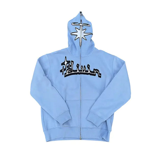 Full Zip Star Print Hoodie