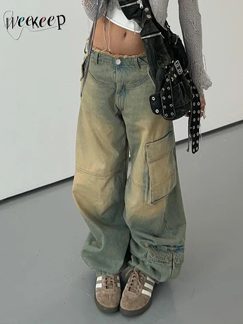 Patchwork Pockets Jeans